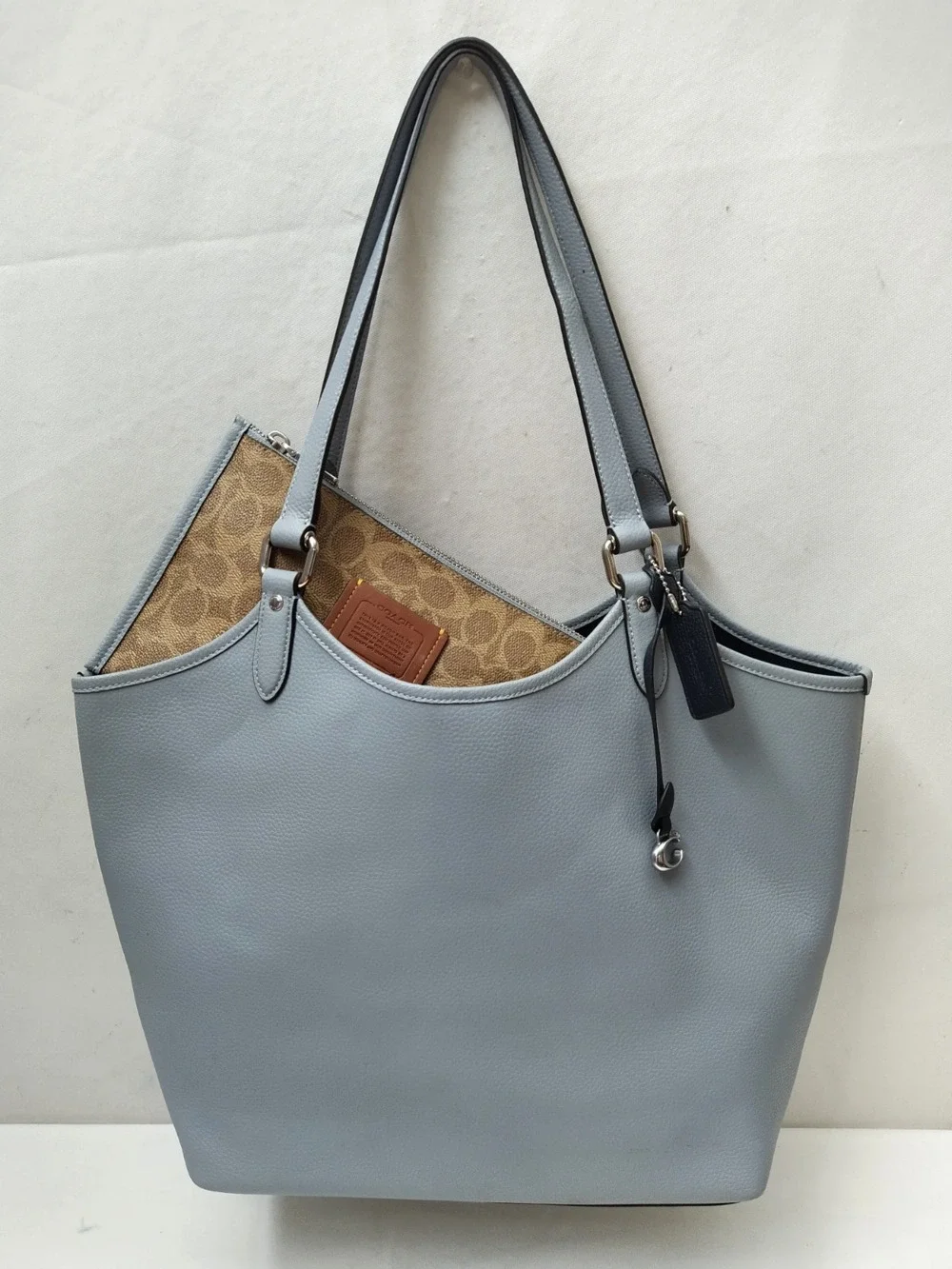 Coach Day Tote Blue Leather Double Handles Shoulder Bag